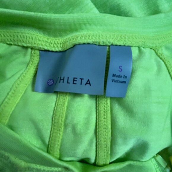 Athleta Womens Neon Yellow Quarter Zip Pullover Performance Top Small Stretch - Picture 3 of 8